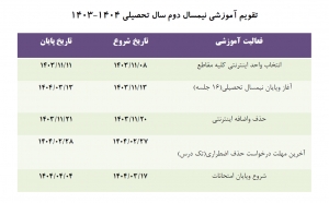تقویم آموزشی نیمسال دوم  1403
